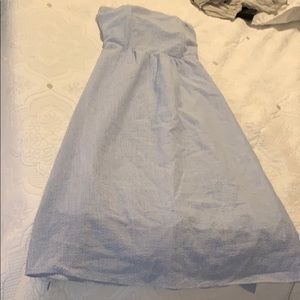 Strapless seersucker midi dress!
